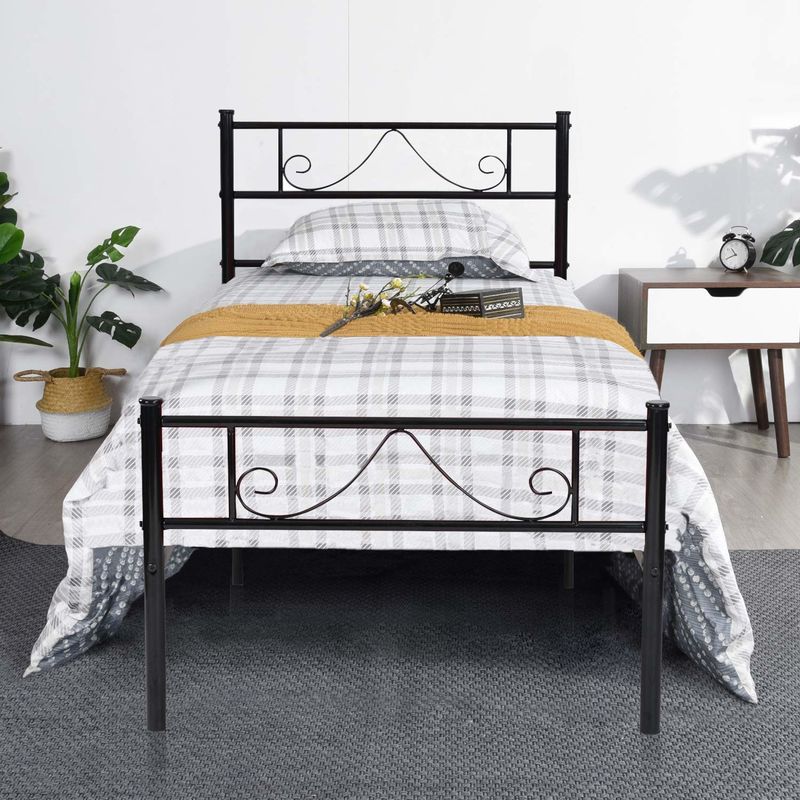 OEM Black Steel Furniture Bed Multiple Sizes Rust Proof Popular Design