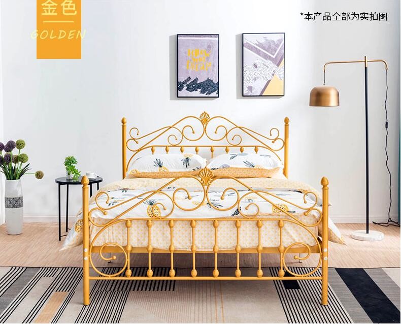 Comfortable Wrought Iron King Size Pipe Bed Frame Sturdy Construction