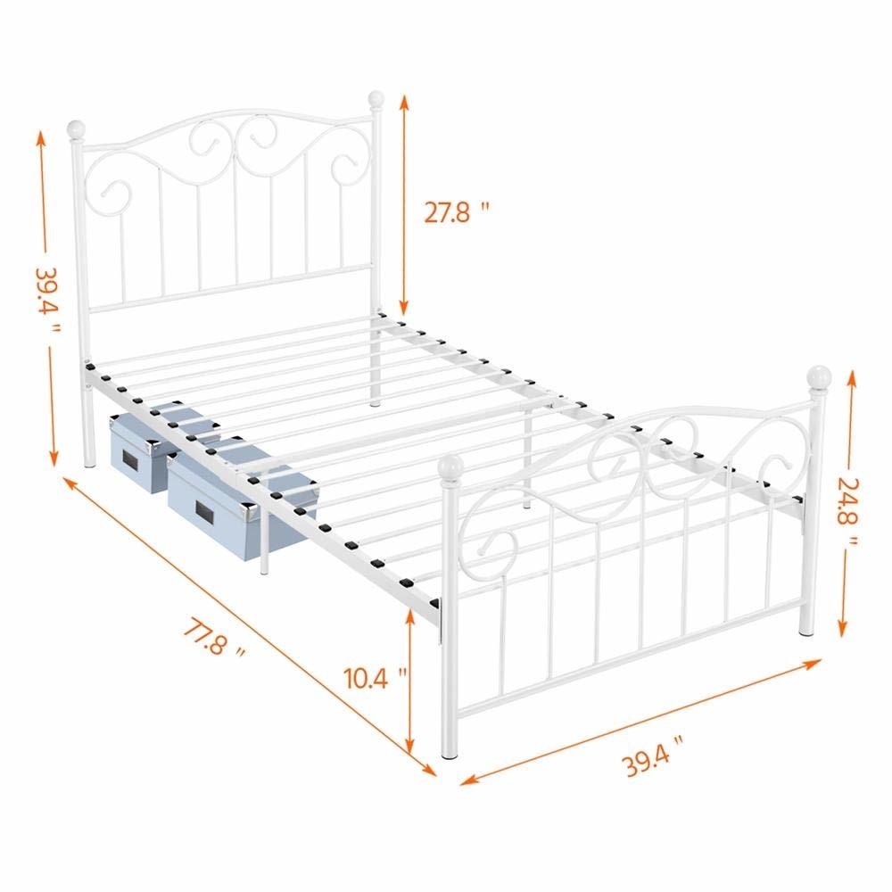 Modern Style White Heavy Duty Single Bed Frame Waterproof  Simple Style
