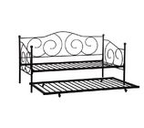 Heavy Duty Black Iron Trundle Bed , Twin Daybed Frame Smooth Finish Edges
