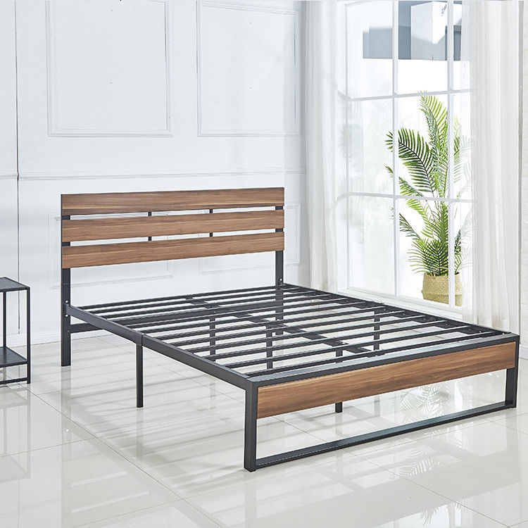 Full Size Hotel Wooden Slat Bed Frame Customizable Size 6 Legs Stability