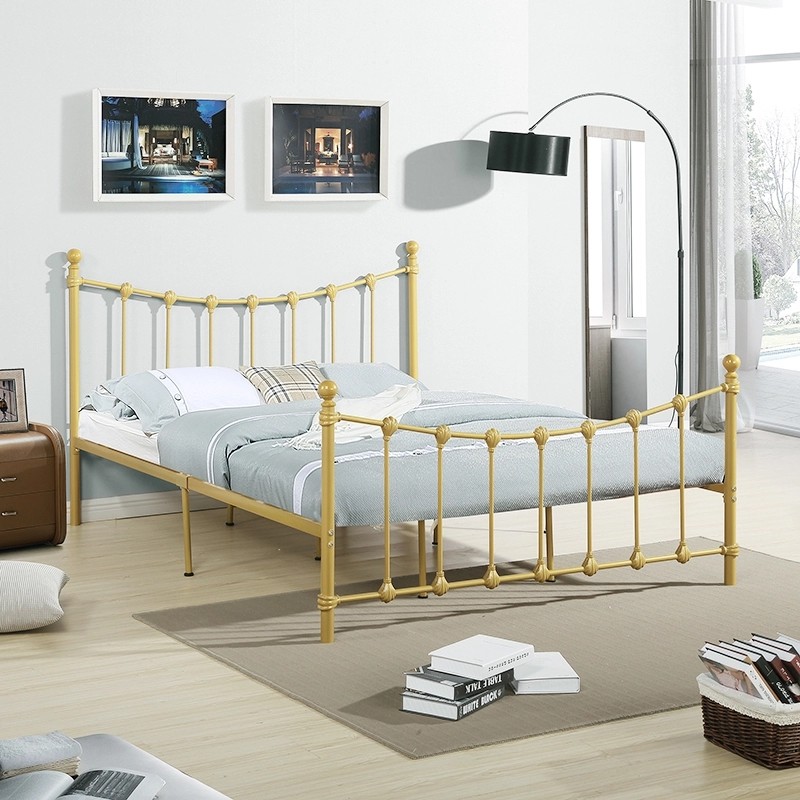 Bedroom Metal Iron Bed Frame Double Customizable Size Colour Smooth Finish Edges